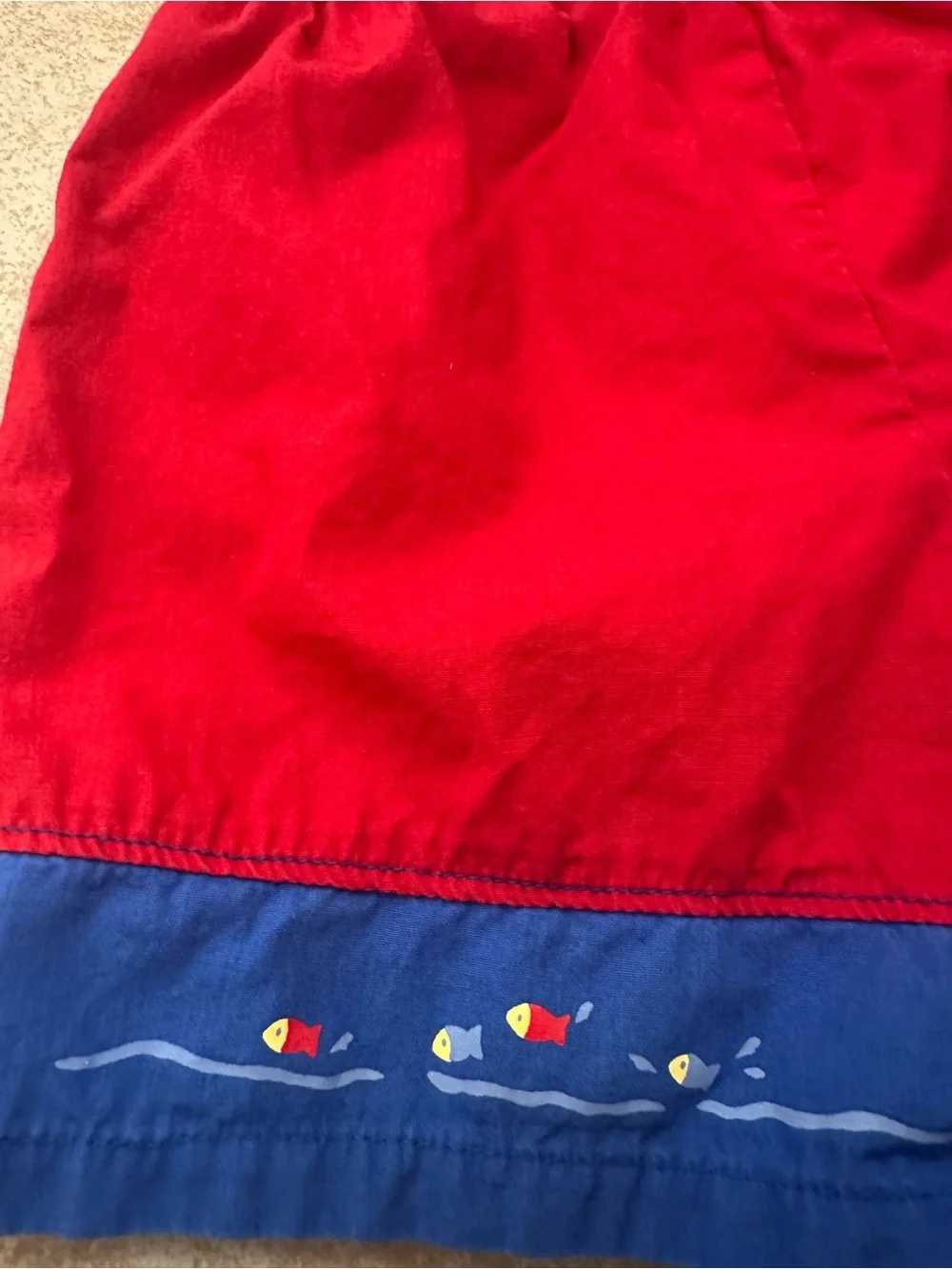 Vintage Little Me Bright Red Baby Swim Shorts with Liner